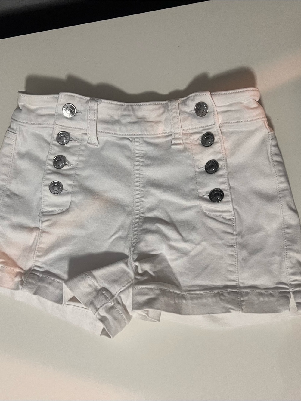 American Eagle Outfitters White High-Rise Button-Front Shorts